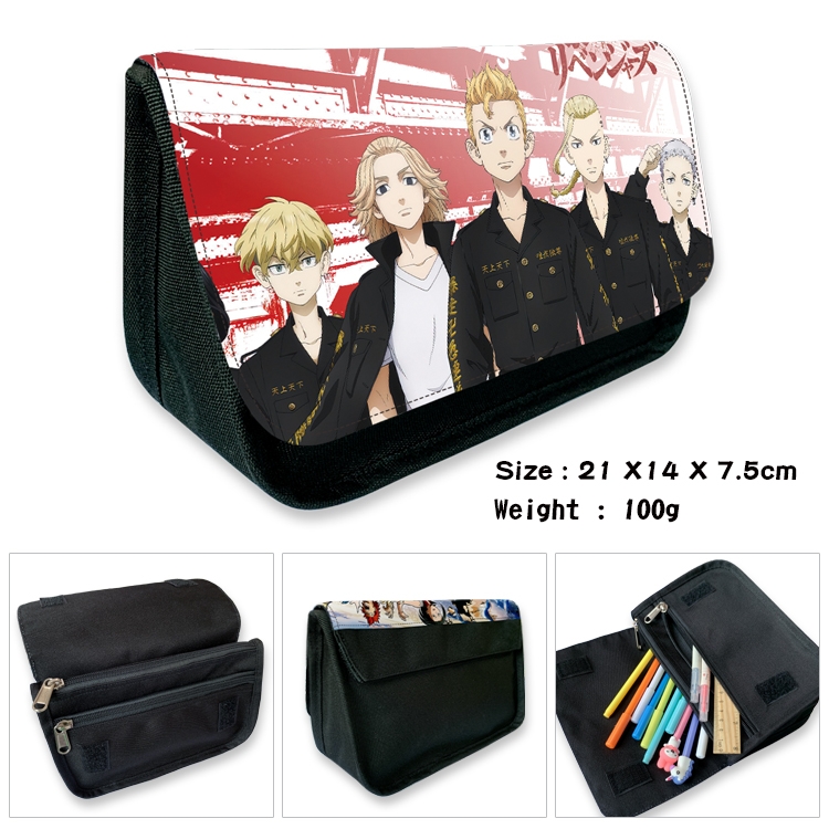 Tokyo Revengers Velcro canvas zipper pencil case Pencil Bag 21×14×7.5cm