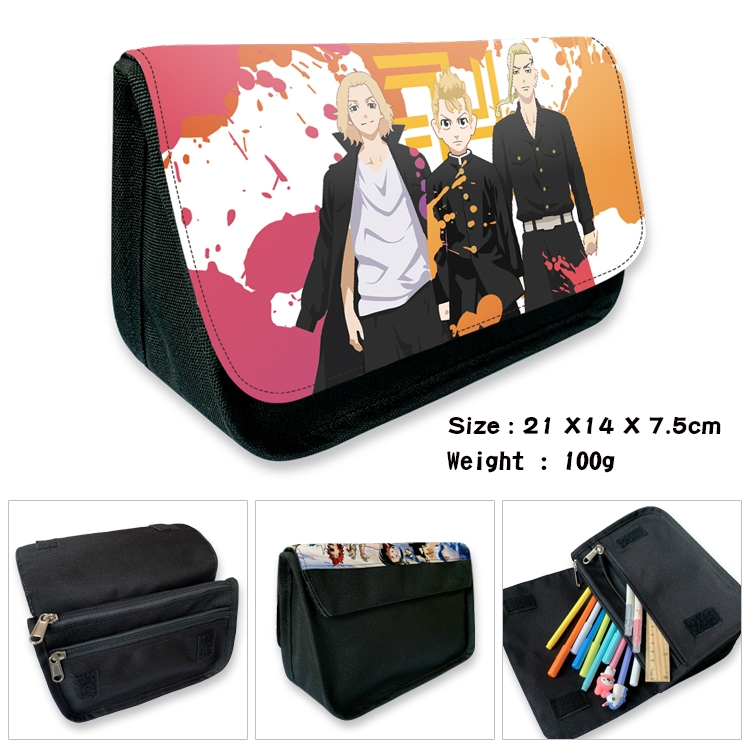 Tokyo Revengers Velcro canvas zipper pencil case Pencil Bag 21×14×7.5cm