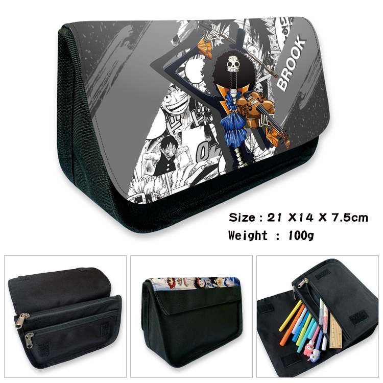 One Piece Velcro canvas zipper pencil case Pencil Bag 21×14×7.5cm