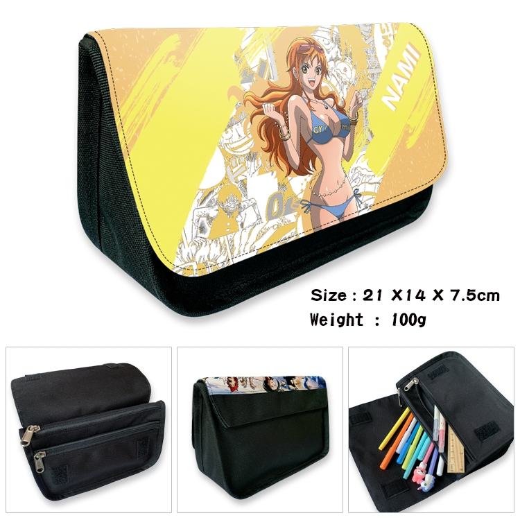 One Piece Velcro canvas zipper pencil case Pencil Bag 21×14×7.5cm