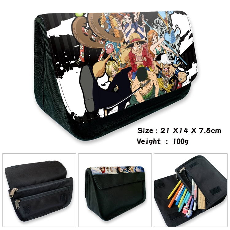 One Piece Velcro canvas zipper pencil case Pencil Bag 21×14×7.5cm