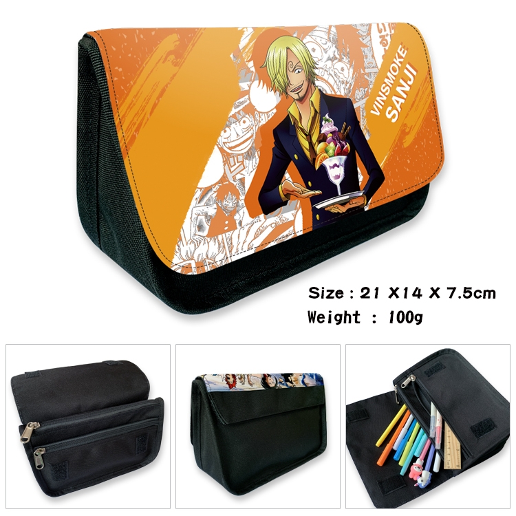 One Piece Velcro canvas zipper pencil case Pencil Bag 21×14×7.5cm