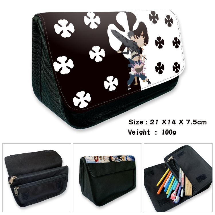 Black Clover Velcro canvas zipper pencil case Pencil Bag 21×14×7.5cm