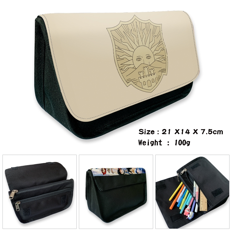 Black Clover Velcro canvas zipper pencil case Pencil Bag 21×14×7.5cm