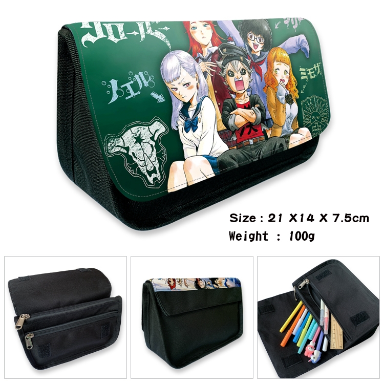 Black Clover Velcro canvas zipper pencil case Pencil Bag 21×14×7.5cm