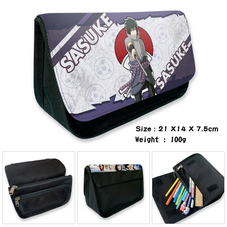 Naruto Velcro canvas zipper pencil case Pencil Bag 21×14×7.5cm