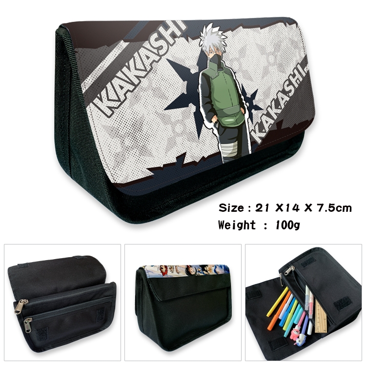 Naruto Velcro canvas zipper pencil case Pencil Bag 21×14×7.5cm