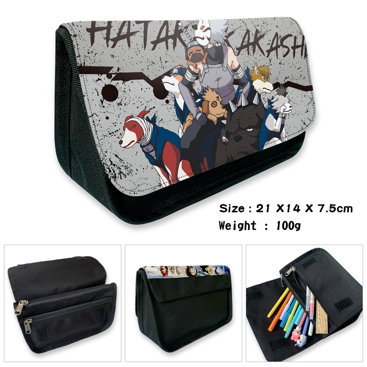 Naruto Velcro canvas zipper pencil case Pencil Bag 21×14×7.5cm