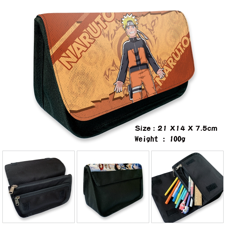 Naruto Velcro canvas zipper pencil case Pencil Bag 21×14×7.5cm