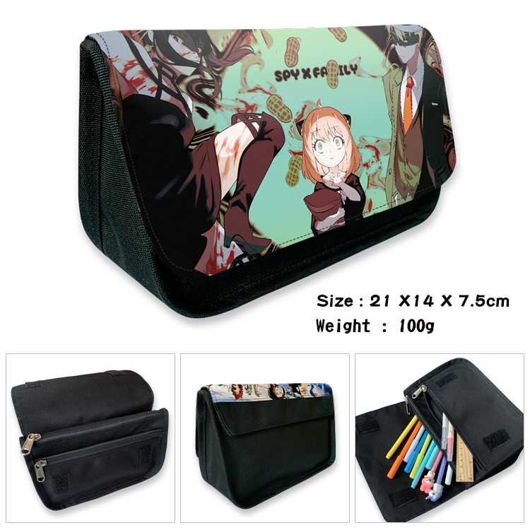 SPY×FAMILY Velcro canvas zipper pencil case Pencil Bag 21×14×7.5cm