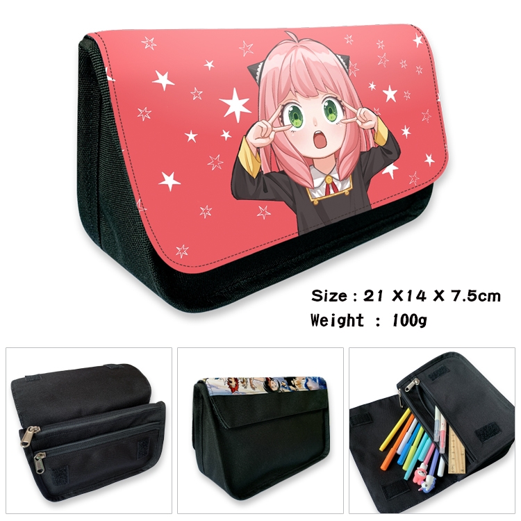 SPY×FAMILY Velcro canvas zipper pencil case Pencil Bag 21×14×7.5cm