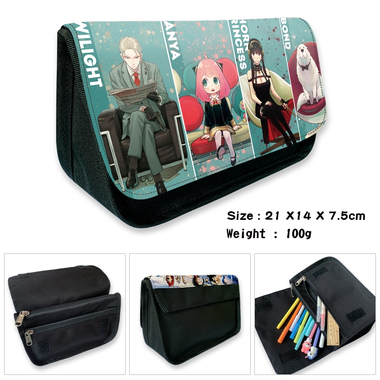 SPY×FAMILY Velcro canvas zipper pencil case Pencil Bag 21×14×7.5cm