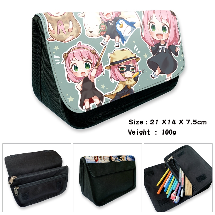 SPY×FAMILY Velcro canvas zipper pencil case Pencil Bag 21×14×7.5cm