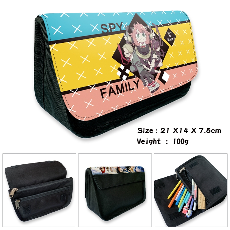 SPY×FAMILY Velcro canvas zipper pencil case Pencil Bag 21×14×7.5cm