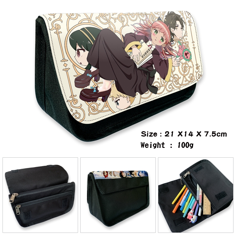 SPY×FAMILY Velcro canvas zipper pencil case Pencil Bag 21×14×7.5cm