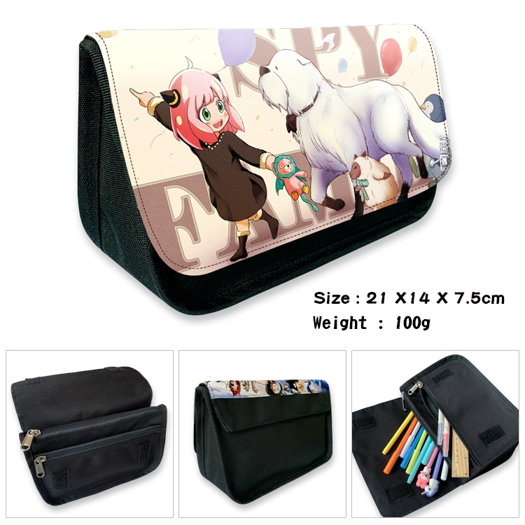 SPY×FAMILY Velcro canvas zipper pencil case Pencil Bag 21×14×7.5cm