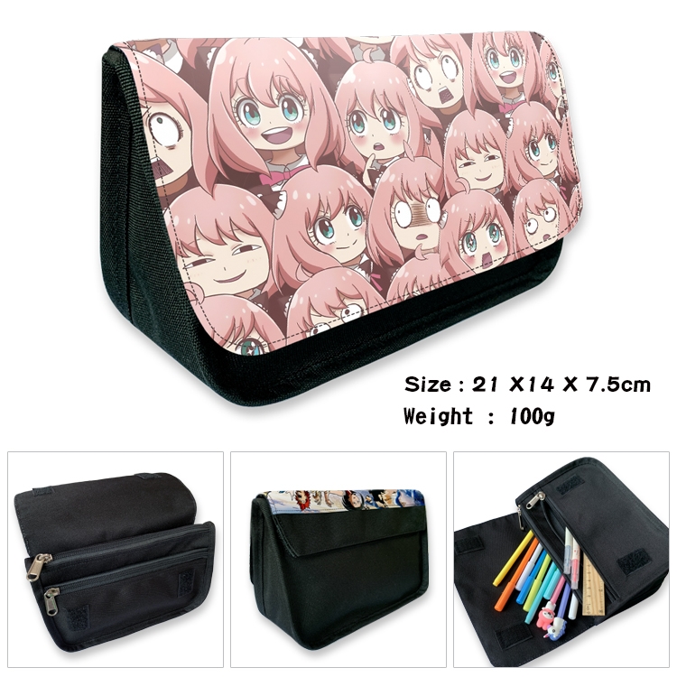 SPY×FAMILY Velcro canvas zipper pencil case Pencil Bag 21×14×7.5cm