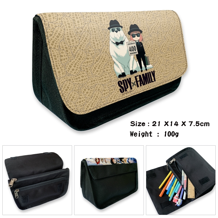 SPY×FAMILY Velcro canvas zipper pencil case Pencil Bag 21×14×7.5cm