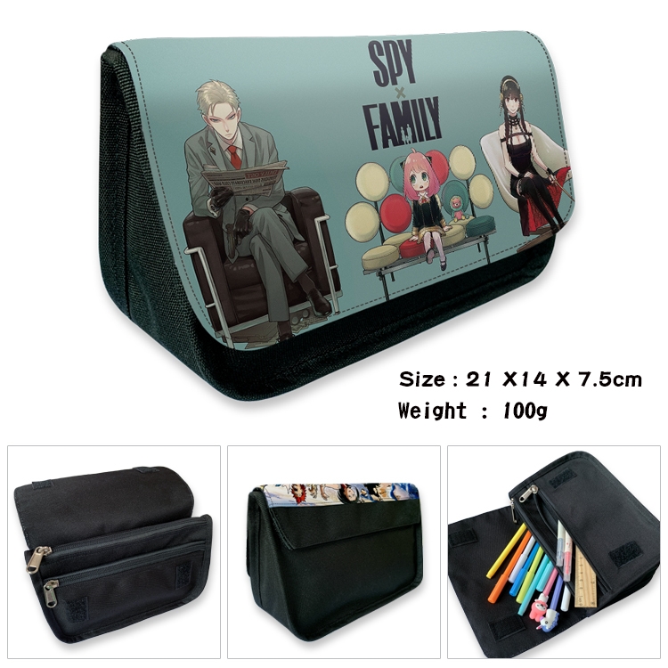 SPY×FAMILY Velcro canvas zipper pencil case Pencil Bag 21×14×7.5cm