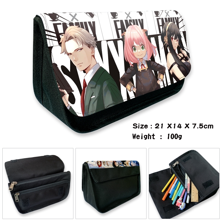 SPY×FAMILY Velcro canvas zipper pencil case Pencil Bag 21×14×7.5cm