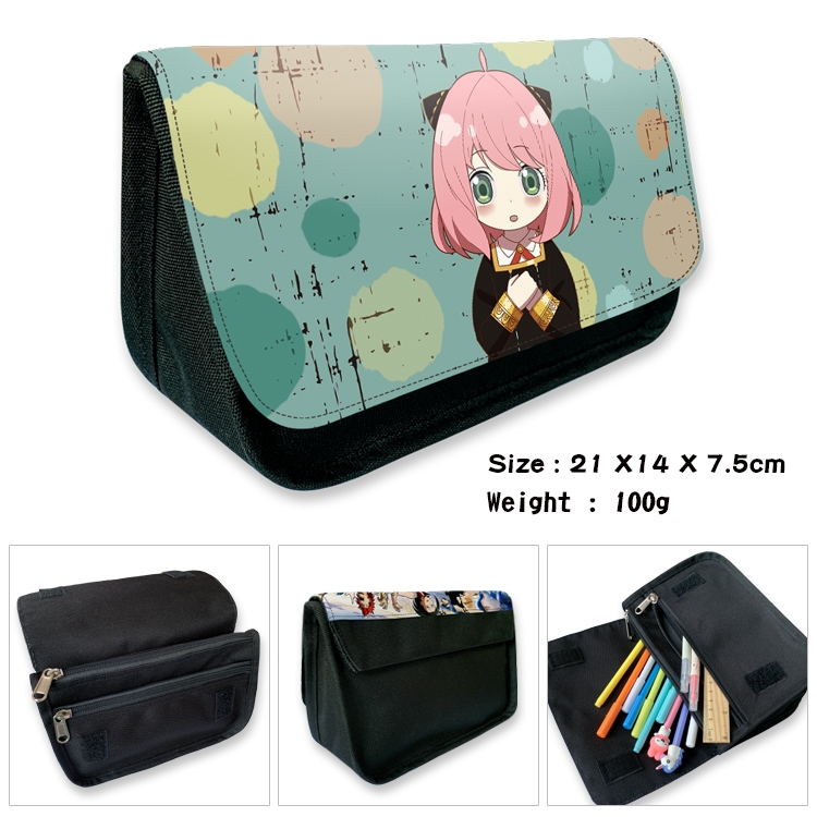 SPY×FAMILY Velcro canvas zipper pencil case Pencil Bag 21×14×7.5cm