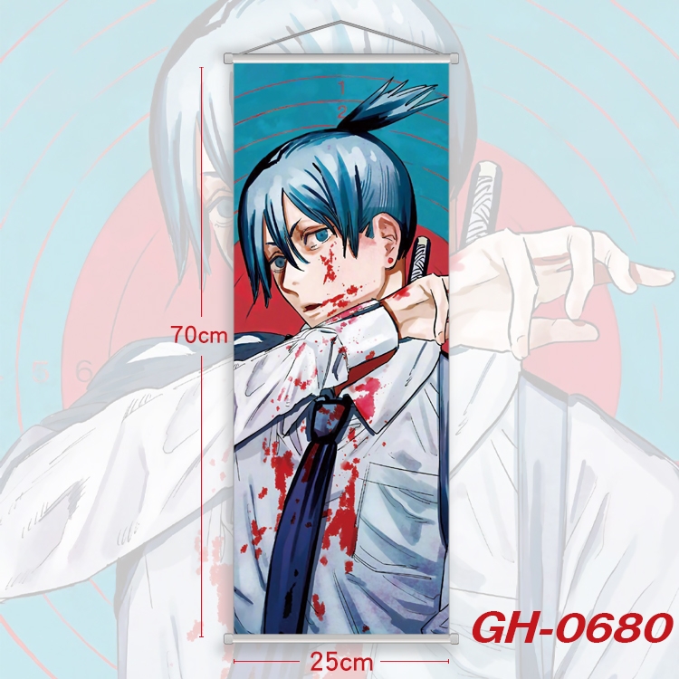 chainsaw man Plastic Rod Cloth Small Hanging Canvas Painting 25x70cm price for 5 pcs GH-0680