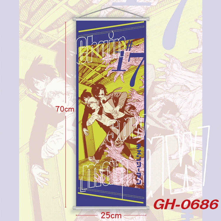 chainsaw man Plastic Rod Cloth Small Hanging Canvas Painting 25x70cm price for 5 pcs  GH-0686