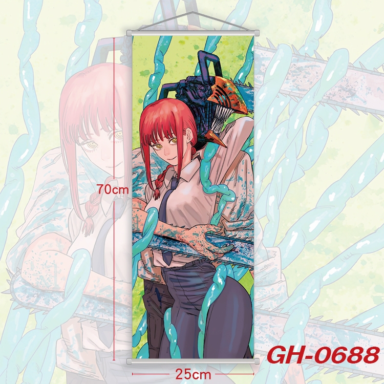 chainsaw man Plastic Rod Cloth Small Hanging Canvas Painting 25x70cm price for 5 pcs GH-0688