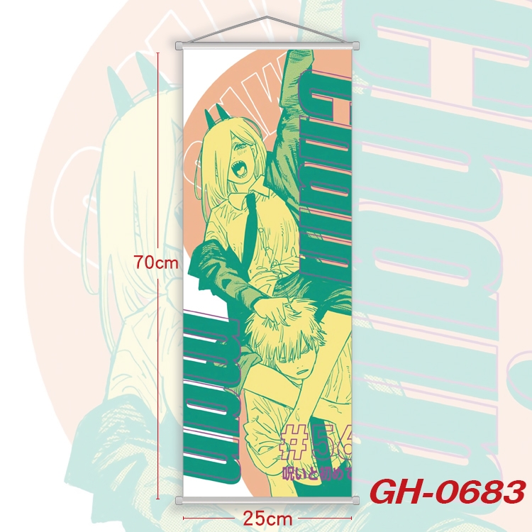 chainsaw man Plastic Rod Cloth Small Hanging Canvas Painting 25x70cm price for 5 pcs GH-0683