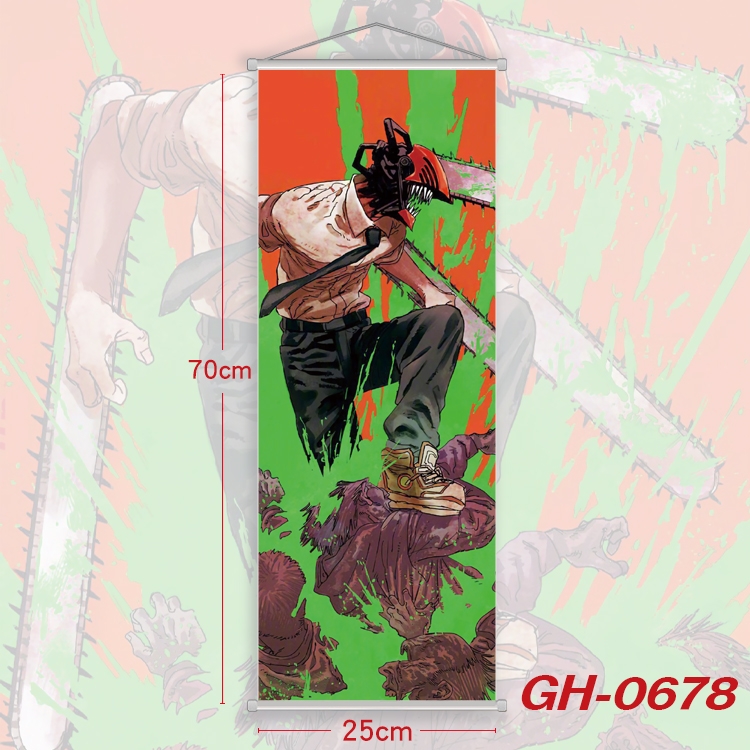 chainsaw man Plastic Rod Cloth Small Hanging Canvas Painting 25x70cm price for 5 pcs GH-0678