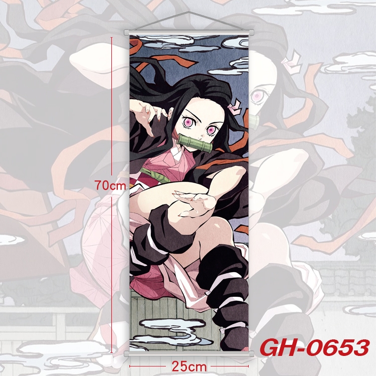 Demon Slayer Kimets Plastic Rod Cloth Small Hanging Canvas Painting 25x70cm price for 5 pcs GH-0653