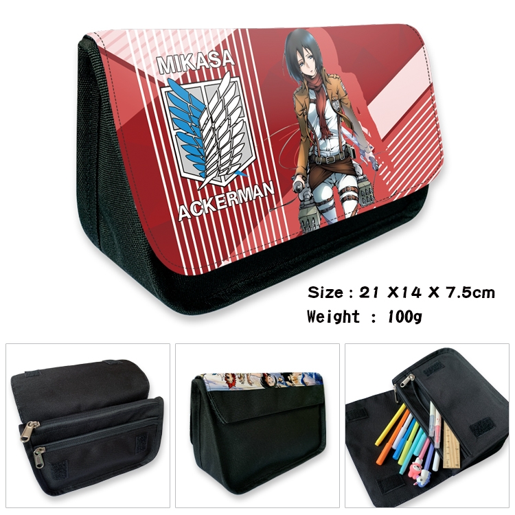 Shingeki no Kyojin Velcro canvas zipper pencil case Pencil Bag 21×14×7.5cm