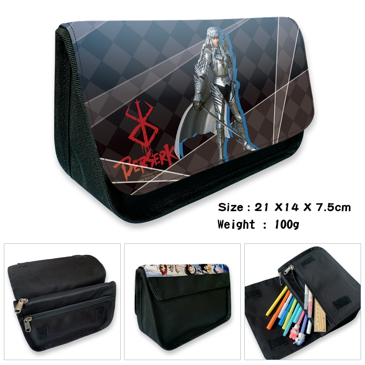 BERSERK Velcro canvas zipper pencil case Pencil Bag 21×14×7.5cm