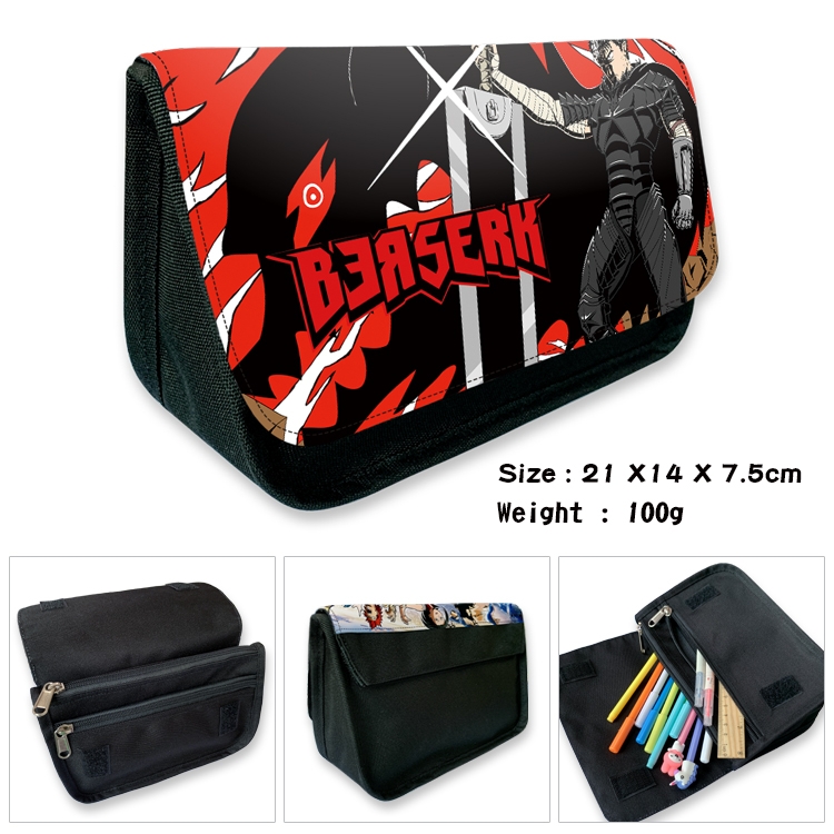 BERSERK Velcro canvas zipper pencil case Pencil Bag 21×14×7.5cm