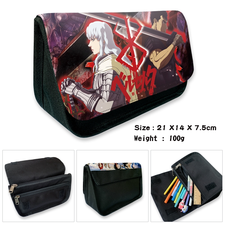 BERSERK Velcro canvas zipper pencil case Pencil Bag 21×14×7.5cm