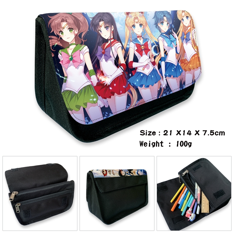 sailormoon Velcro canvas zipper pencil case Pencil Bag 21×14×7.5cm