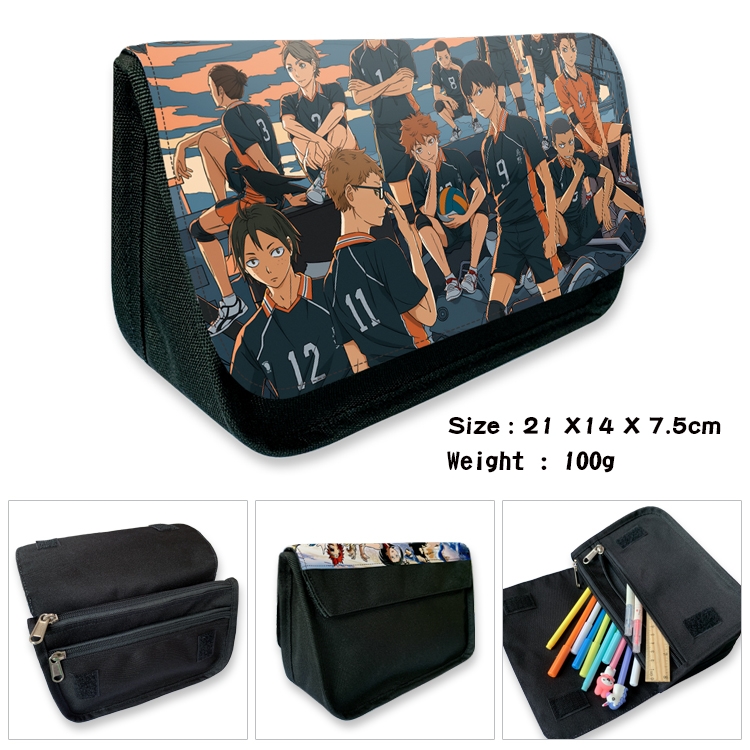 Haikyuu!! Velcro canvas zipper pencil case Pencil Bag 21×14×7.5cm