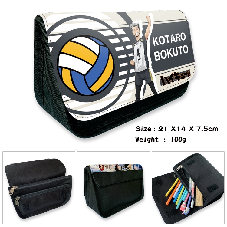 Haikyuu!! Velcro canvas zipper pencil case Pencil Bag 21×14×7.5cm