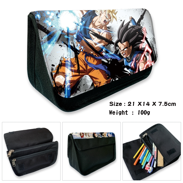 DRAGON BALL Velcro canvas zipper pencil case Pencil Bag 21×14×7.5cm