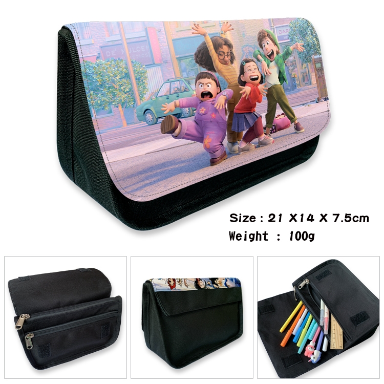 Turning Red Velcro canvas zipper pencil case Pencil Bag 21×14×7.5cm