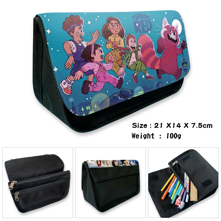 Turning Red Velcro canvas zipper pencil case Pencil Bag 21×14×7.5cm