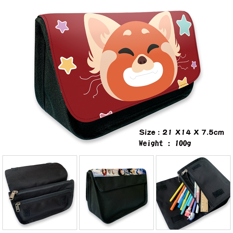 Turning Red Velcro canvas zipper pencil case Pencil Bag 21×14×7.5cm