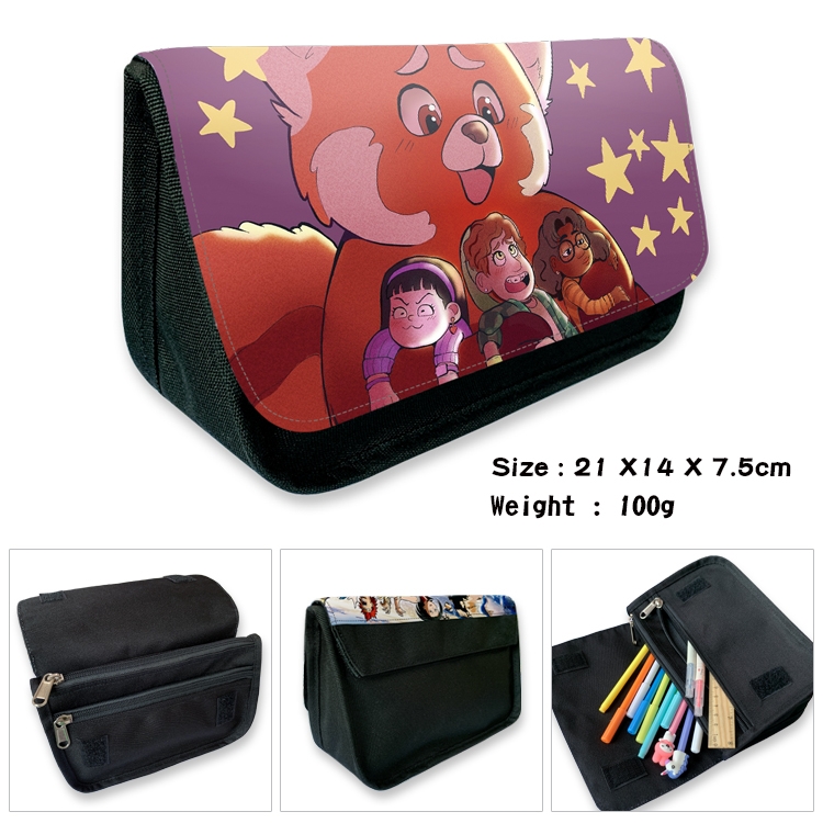 Turning Red Velcro canvas zipper pencil case Pencil Bag 21×14×7.5cm