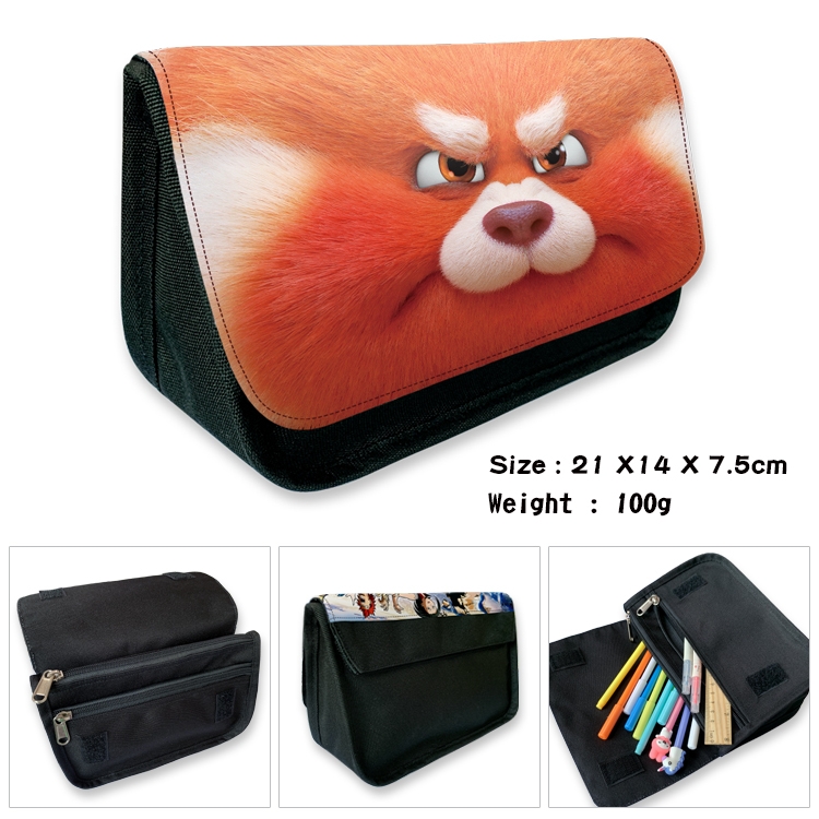 Turning Red Velcro canvas zipper pencil case Pencil Bag 21×14×7.5cm