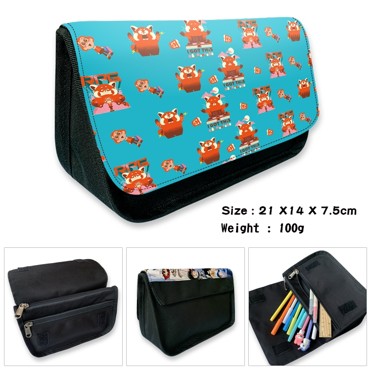 Turning Red Velcro canvas zipper pencil case Pencil Bag 21×14×7.5cm