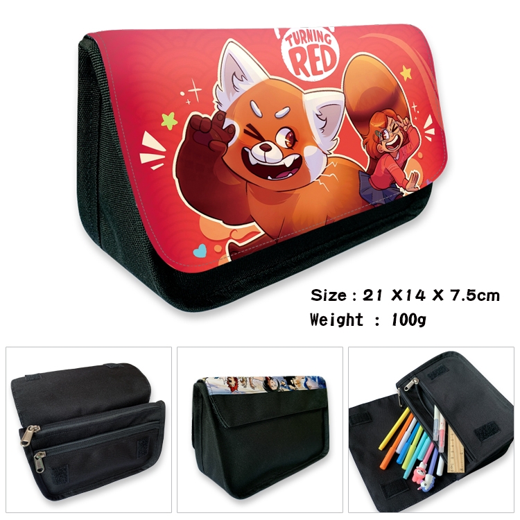 Turning Red Velcro canvas zipper pencil case Pencil Bag 21×14×7.5cm