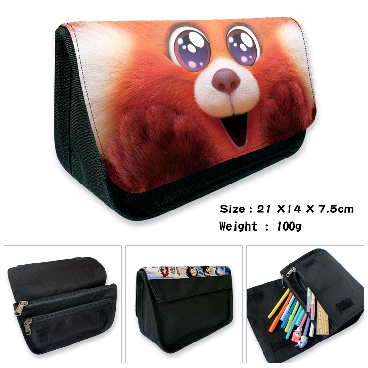 Turning Red Velcro canvas zipper pencil case Pencil Bag 21×14×7.5cm