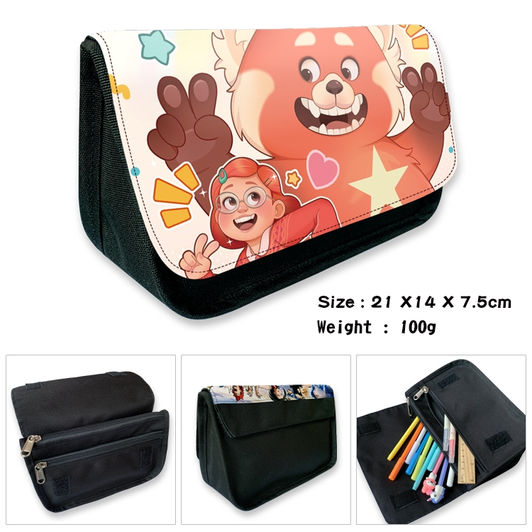 Turning Red Velcro canvas zipper pencil case Pencil Bag 21×14×7.5cm