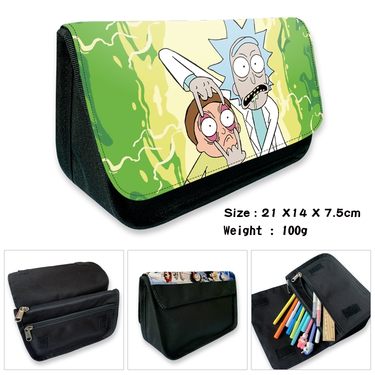 Rick and Morty Velcro canvas zipper pencil case Pencil Bag 21×14×7.5cm