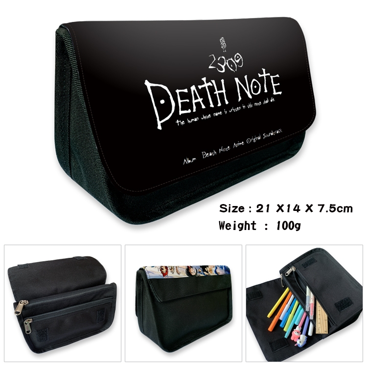 Death note Velcro canvas zipper pencil case Pencil Bag 21×14×7.5cm